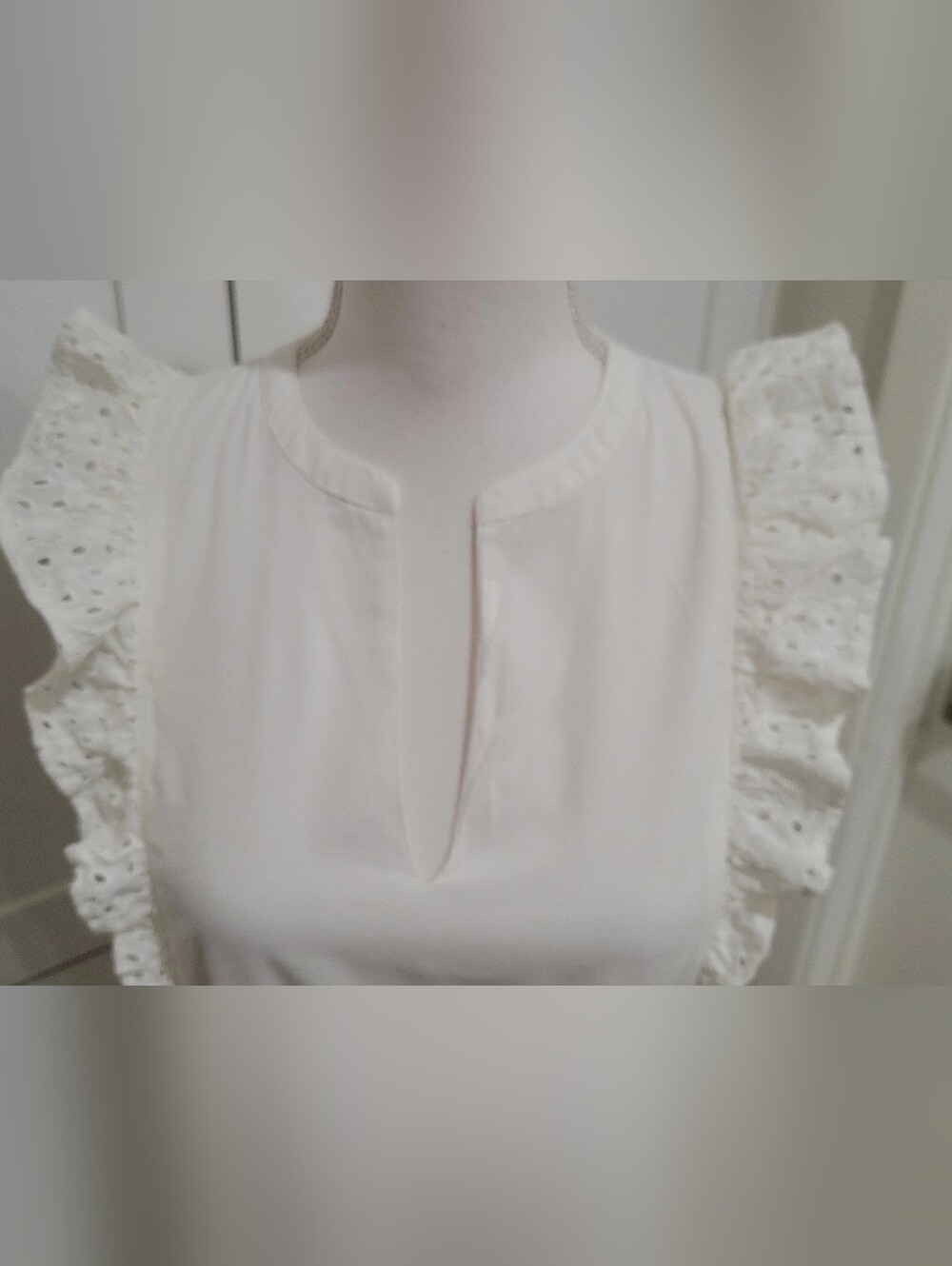 Steve Madden 100% Cotton White Eyelet Ruffle Mini Dress | Size Large - Picture 3 of 7